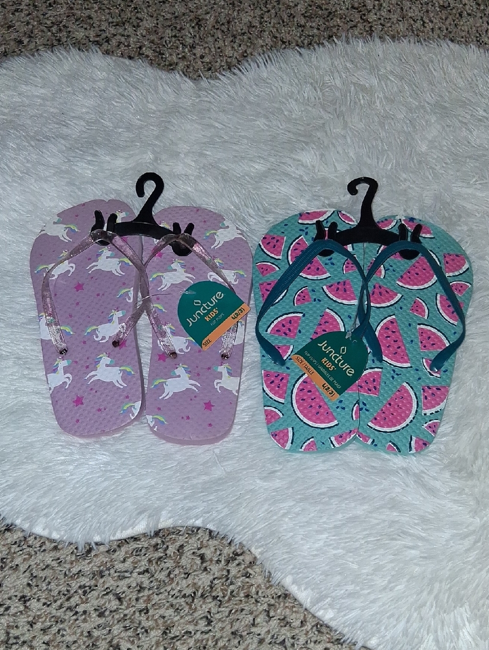 Juvenile Summer Flip Flops - Unicorn & Watermelon Prints